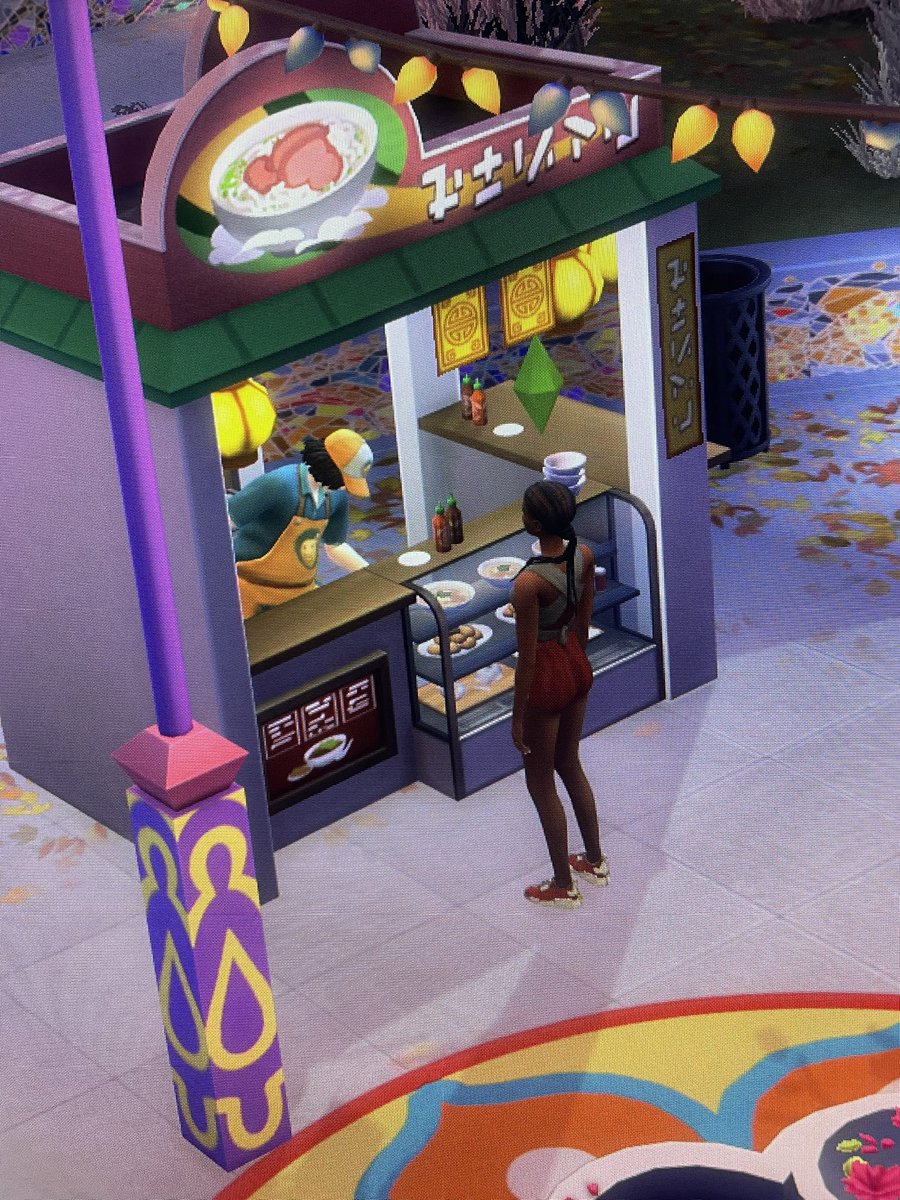 SimmerChaotic's tweet photo. Janice hits the spicy festival, although it’s too spicy she did get a bowl of pho and sampled other goodies! 

#sims #sims4 #Sims4Cc #Sims4Infantsupdate #sims4 #wickedwhims #sims4decades #sims4roleplay #sims4mods #gameplay #content #pc #gaming https://t.co/8E7eoXGKDX
