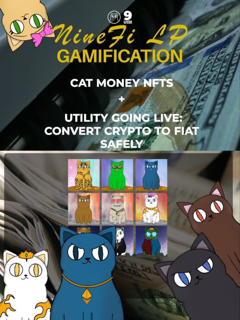 chiefkorewa's tweet photo. ⭐️ Get ready for the launch of CAT MONEY NFT 🐈🐈 tomorrow! You don't want to miss out on this unique opportunity – buy more $NineFi now and be sure to get Chad's support! 🤑 #NineFi 🚀 @ninelivestoken https://t.co/v9JOtIm1LB