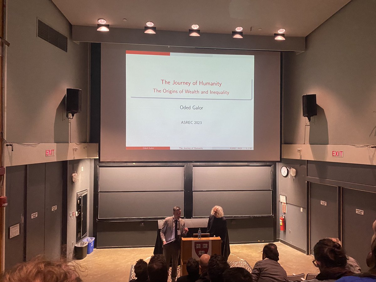 MarkKoyama's tweet photo. Keynote on the Journey of Humanity by @GalorOded happening right now at ASREC https://t.co/5LGmIYZJAH