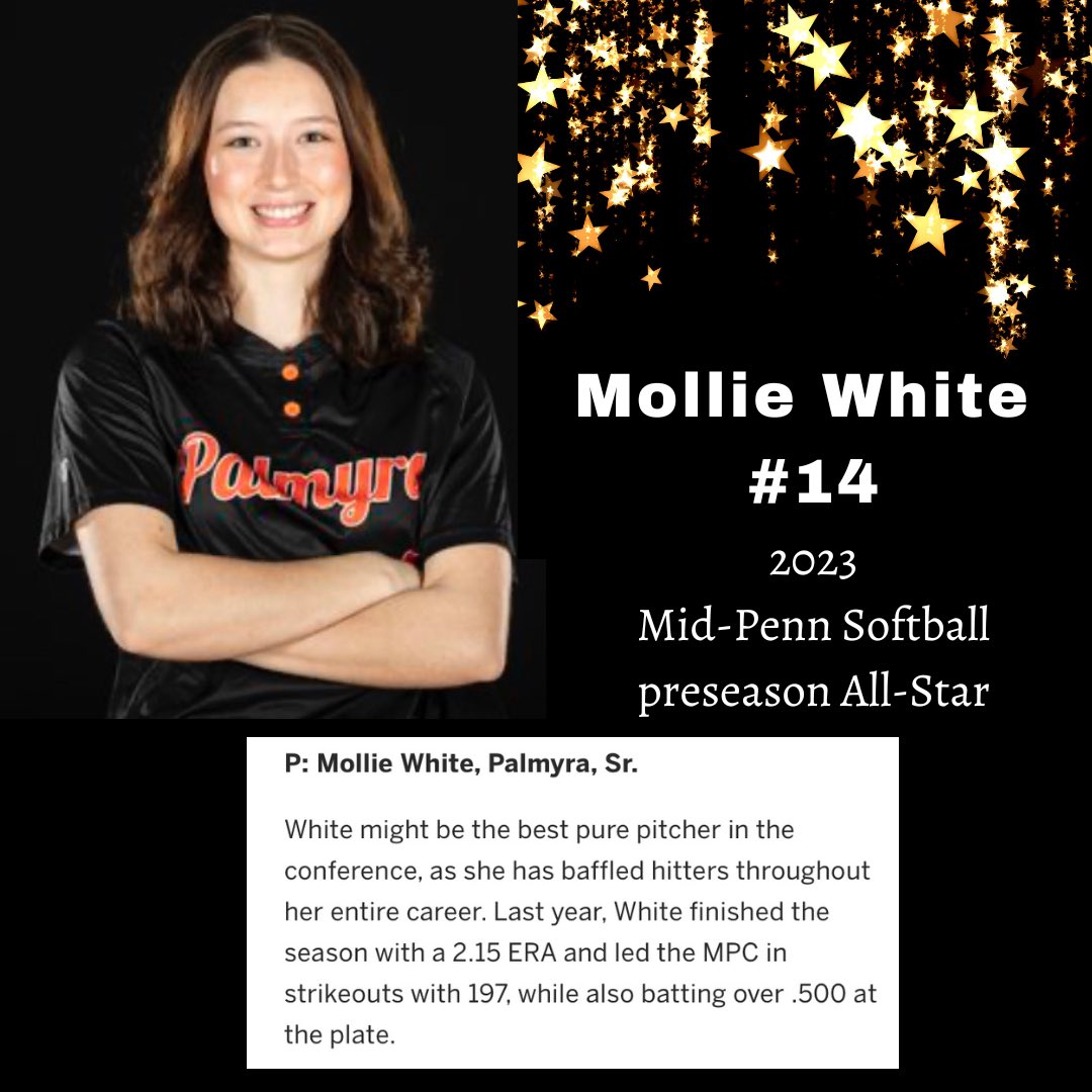 palmyrasb's tweet image. Congratulations to senior, Mollie White, for her selection as a 2023 Mid-Penn preseason all-star! ⭐️ Well deserved honor for this hardworking athlete! @MollieWhite_14 

#GoMo #SeniorSeason #workhardplayhard