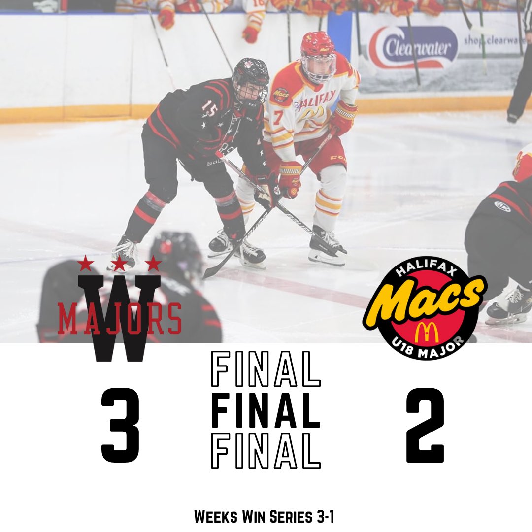 WeeksU18's tweet photo. Final from Halifax. Weeks move onto the league finals to take on Cole Harbour! https://t.co/kFQZt4461w