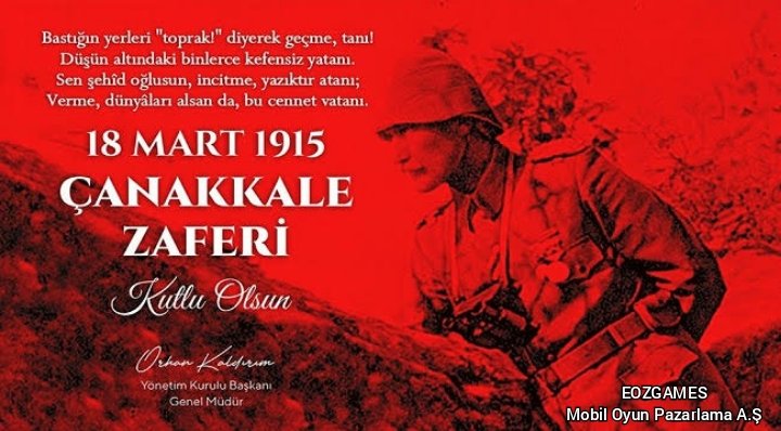18 Mart 1915 Çanakkale Zaferi Ķutlu Olsun.