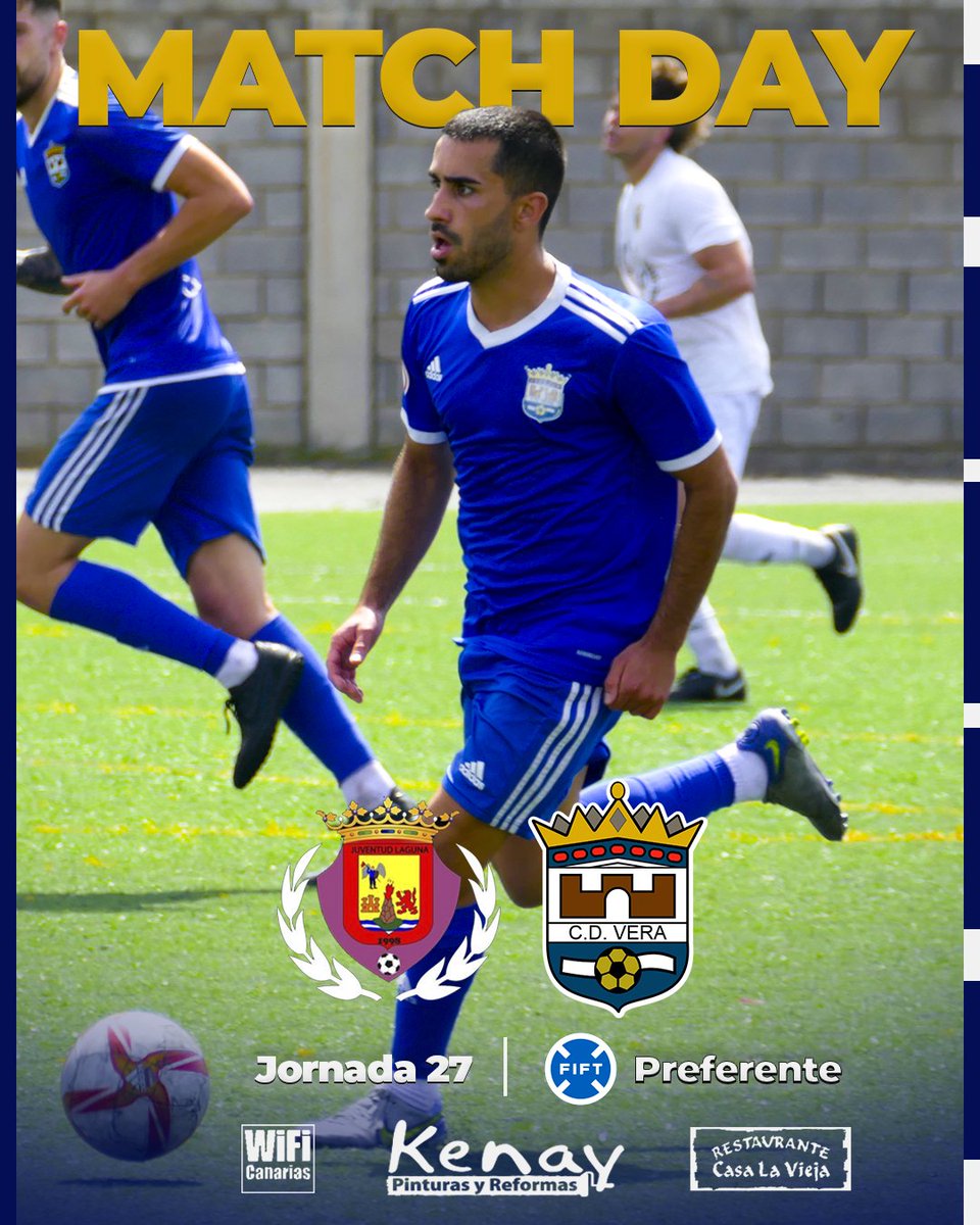 3️⃣ puntos de ORO 🔵📈

🏆 Preferente | Jornada 27 ⚽️

💙 VAMOS <a href="/cdveraoficial/">CD VERA</a> ‼️

🆚️ <a href="/LAGUNAJUVENTUD/">CF Juventud Laguna</a>
🕗 Domingo 12.00 horas
📍Anexo Francisco Peraza

#soydelVera 🔵