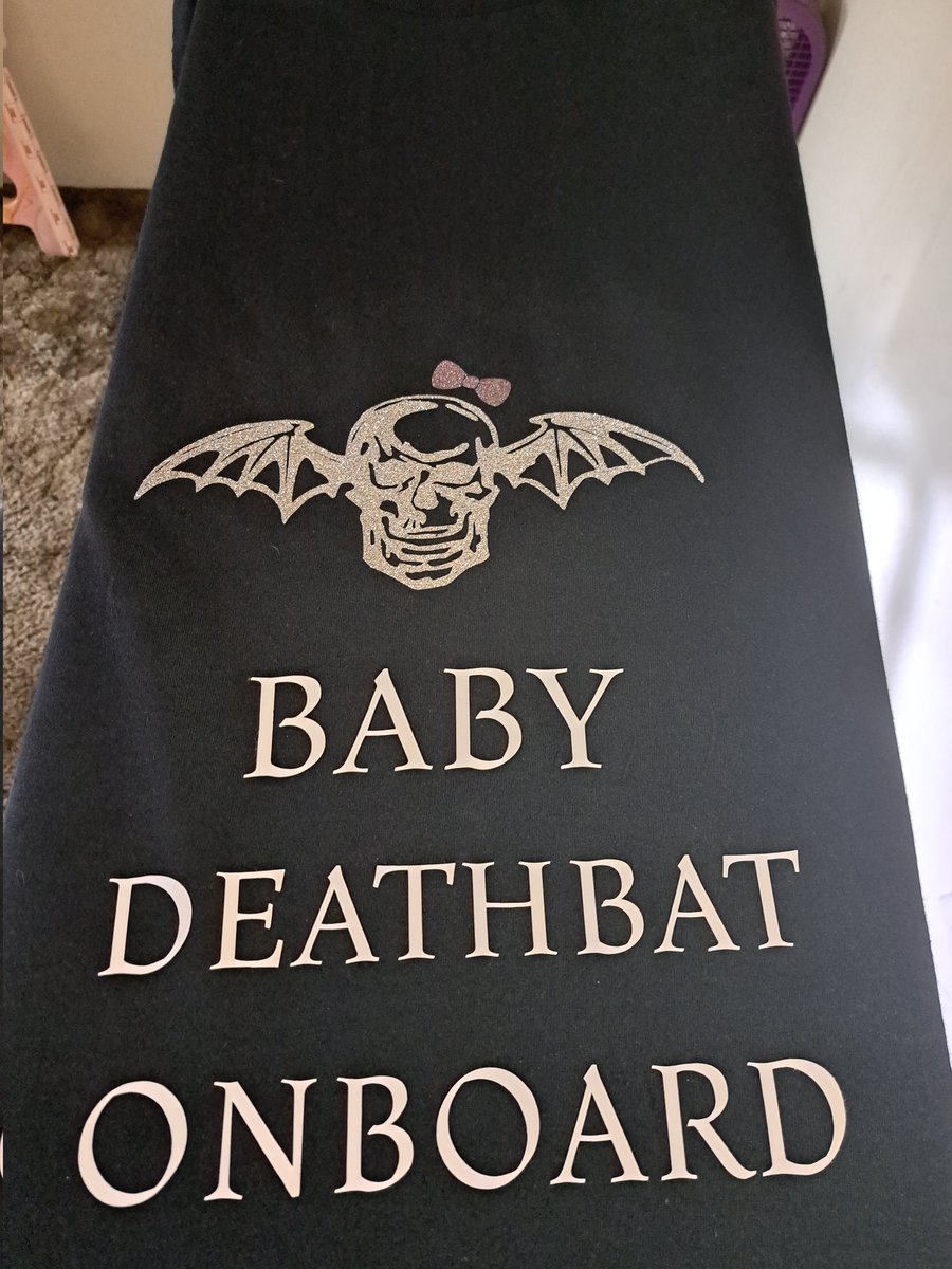 I used my cricut today to make myself a custom shirt for the June 9th <a href="/TheOfficialA7X/">Avenged Sevenfold</a> show!! I'm excited to take what may be the youngest <a href="/DeathbatsClub/">Deathbats Club</a> member along with me 🤣 ... in the womb counts!