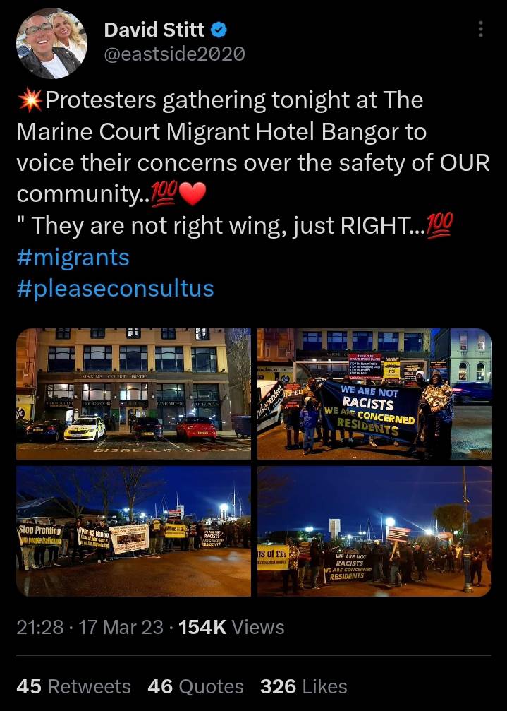 RepublicansAF's tweet image. Loyalist paramilitaries in the Occupied 6 organising and promoting protests identical to those organised by fascist agitators in 26. 

The "Irish" Far Right is closely allied to Loyalism. They share the same aims and goals and the same masters.