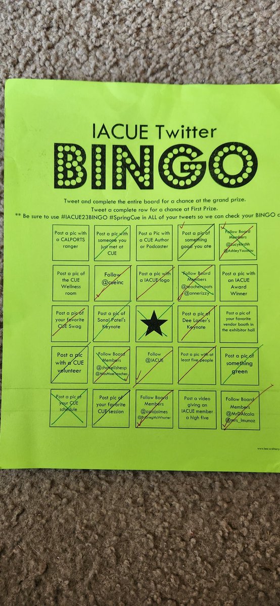 #iacue23bingo #springcue well I did get all the squares but gave it my best shot.  #cuecommunity #cuefamily