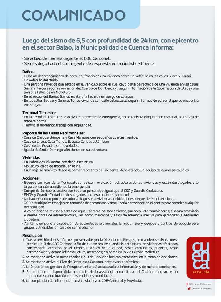 MunicipioCuenca's tweet photo. Comunicado: https://t.co/euy4PleD3k