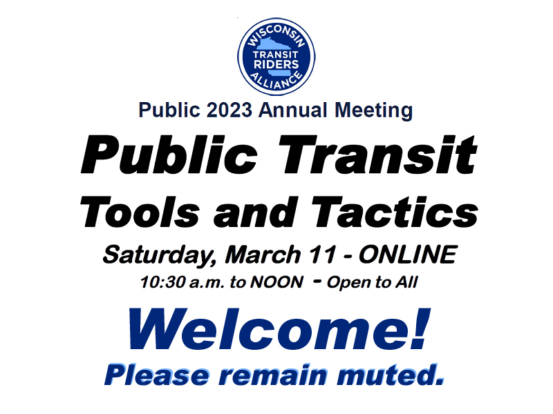 LaXWIForTransit's tweet photo. If you missed the @WisconsinRiders Annual Meeting, links to the recordings are up. Learn about WisDOT's ArcGIS Non-Driver Online Application from Ethan Severson: https://t.co/hgtxRsji2b and hear from @NoBusCutsDenton at https://t.co/dKZ1OuvUqC Join us! https://t.co/atQ5yvpkAg https://t.co/E0Iks6Bn5z