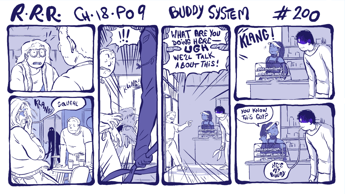 STRIP 200 ?????? can you believe I made 200 pages of Rodney ????? this page might feel kind of like a double beat but I felt like I needed for what s gonna happen 2 pages form now...  all previous strips/chapters in the pinned tweet/on webtoon/instagram ! 