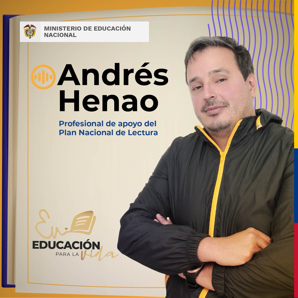 Mineducacion's tweet photo. Disponible el nuevo capítulo de nuestra serie #EducaciónParaLaVida. Andrés Henao, Profesional del Plan Nacional de Lectura nos habla de la importancia de la escritura en la vida de las personas. 

📺YouTube: https://t.co/PaYLZ7wgcz
🎧Spotify: https://t.co/zblRcBDpSE https://t.co/QhCU8HS2vj