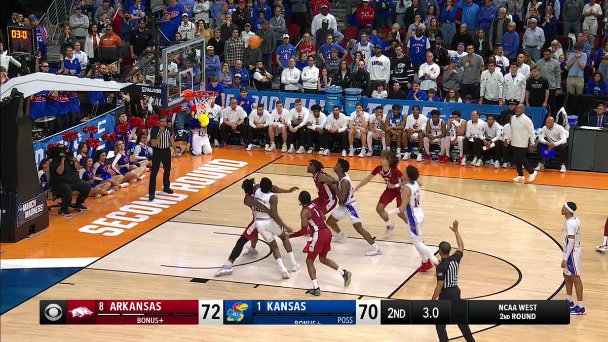 What a gritty &amp; impressive performance for @RazorbackMBB to knock off #1 seed Kansas! On to the #Sweet16! 