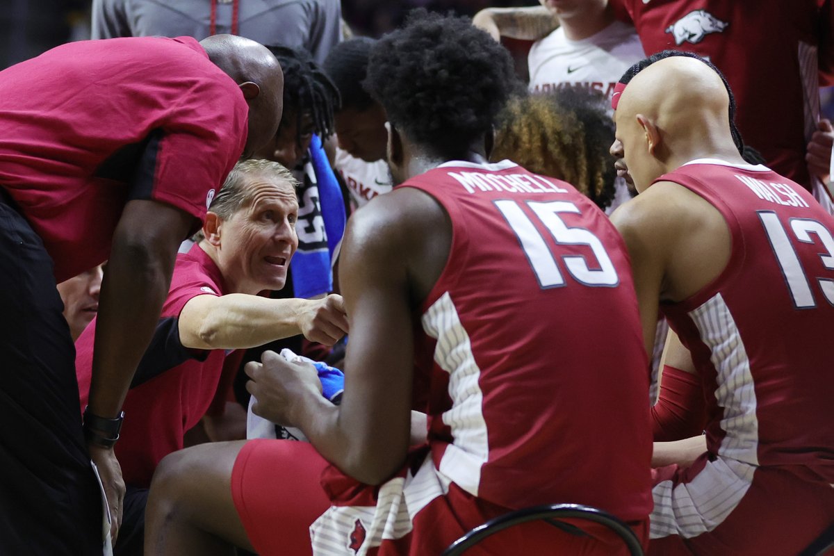 CBSSportsCBB's tweet photo. Eric Musselman is 8-2 in the Men's NCAA Tournament as head coach of @RazorbackMBB and has made three Sweet 16s in that span. 

All other coaches since Nolan Richardsom were 3-6 with 0 Sweet 16 appearances. https://t.co/1fg4wvtwhn