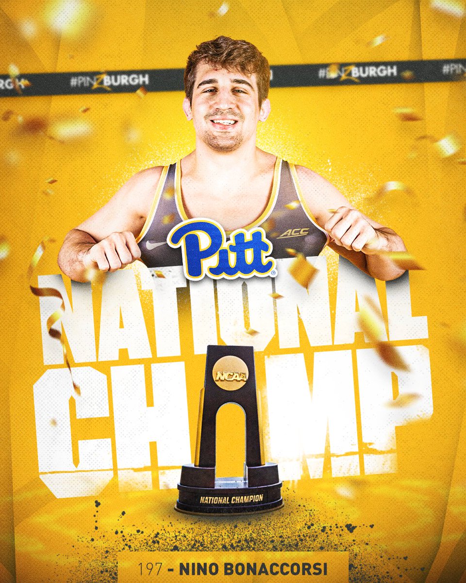Pitt Wrestling (@pitt_wres) on Twitter photo NINO 🥇 BONACCORSI
Pitt's 17th National Champion 🏆
He beats Tanner Sloan, 5-3 👏
#H2P » <a href="/NCAAWrestling/">NCAA Wrestling</a> NINO 🥇 BONACCORSI
Pitt's 17th National Champion 🏆
He beats Tanner Sloan, 5-3 👏
#H2P » <a href="/NCAAWrestling/">NCAA Wrestling</a>