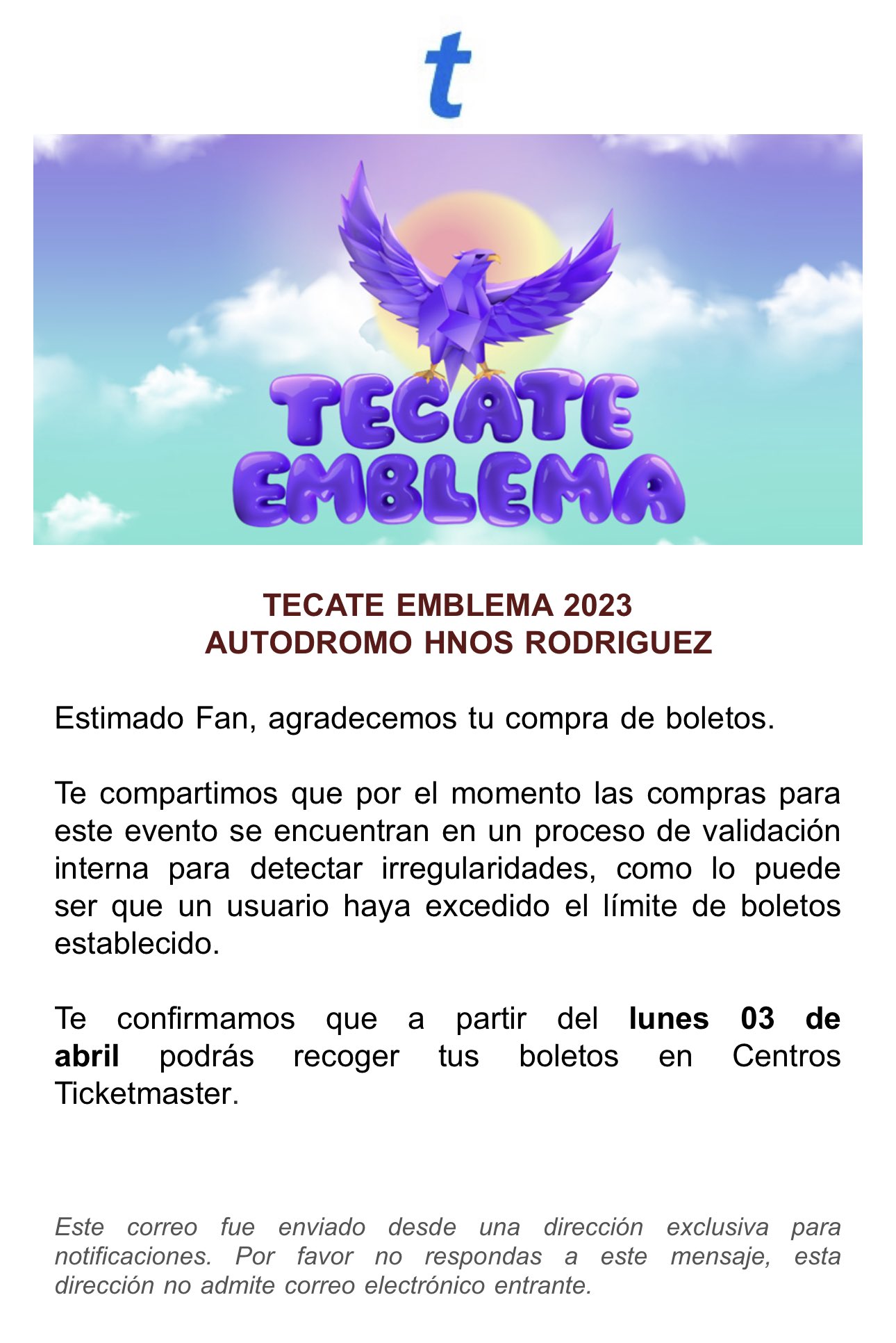 Ticket el Hámster 🐹 on X: 🚨Fecha para imprimir boletos WILL CALL del  Tecate Emblema: 🗓️03 de abril #TecateEmblema #tickethamster 🐹  t.coepgHx21w3E  X