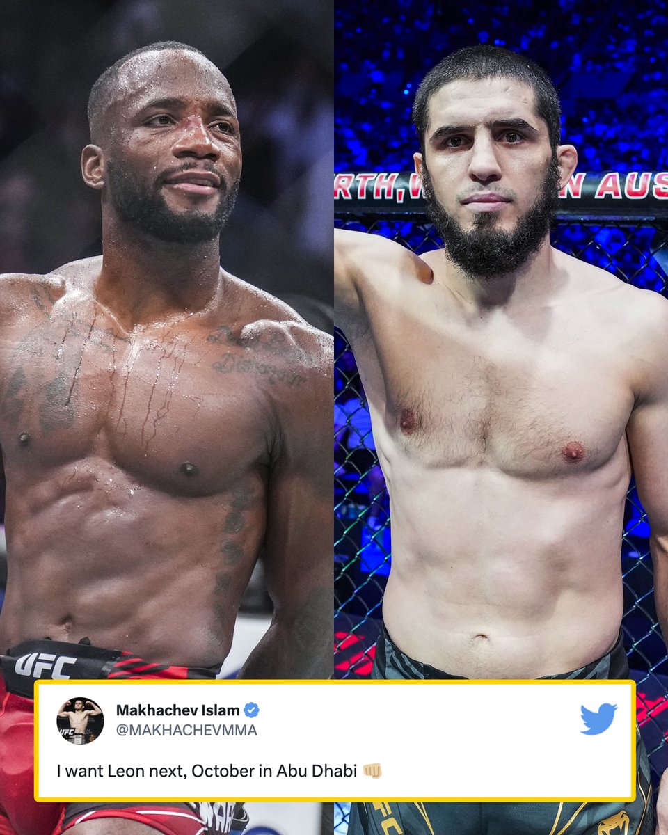 MMAFighting's tweet photo. Islam Makhachev has his eyes on Leon Edwards' title 👀 #UFC286 https://t.co/GfemcyTBeN