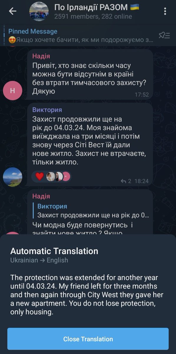 ManDearSir's tweet photo. Interesting Ukranian Telegram channels.......
Appears they can leave for a few months, come back, and get a new place immediately. 

Would be nice if the Irish could get a slice of that pie......

#IrelandisFull 
#HousingCrisis 
#MakeIrelandSafeAgain https://t.co/JZJh9tYG0w