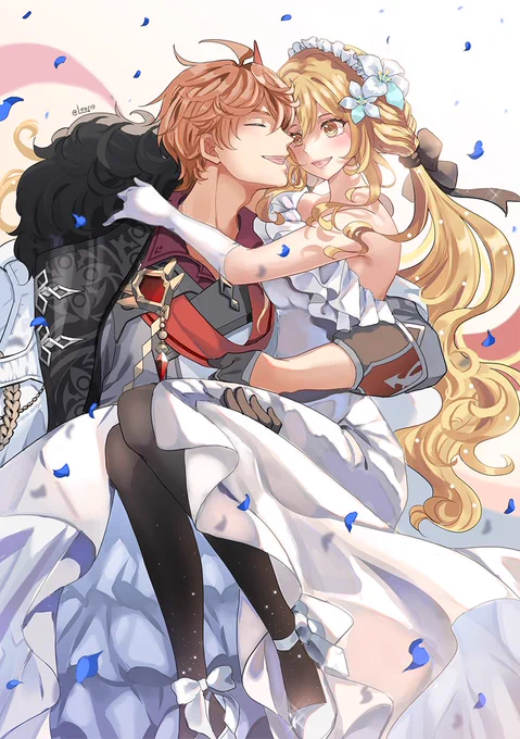 Just imagine if Lumine has long hair.--#原神  #タル蛍  #chilumi#childe   #tartaglia   #lumine #genshinimpactfanart 