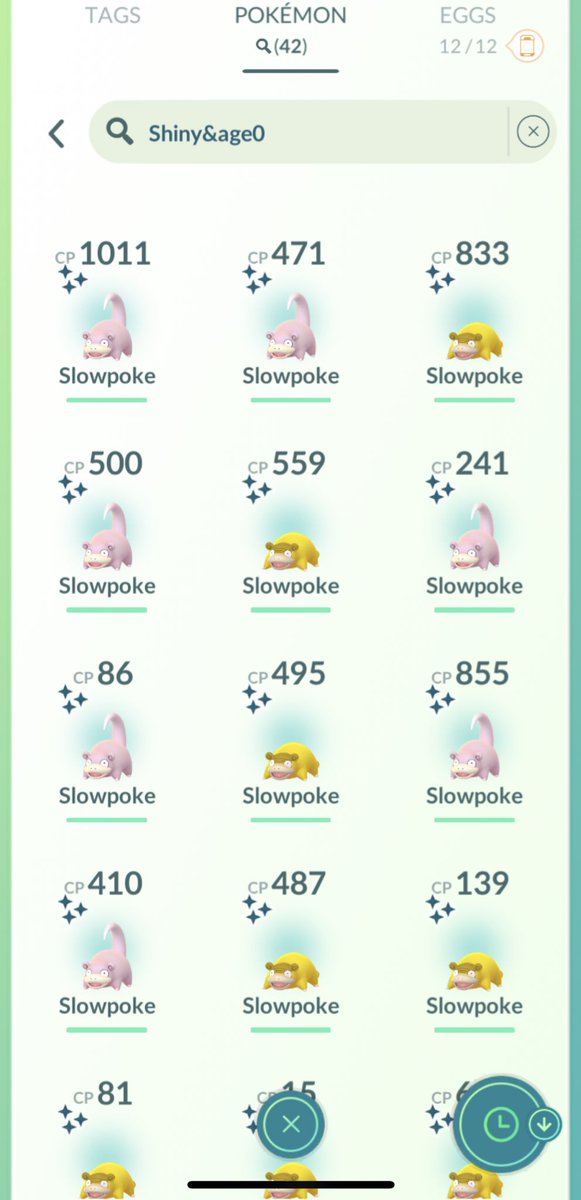 OnlyBenchi's tweet photo. Slowpoke #PokemonGOCommunityDay 

Catches:  ~ 840
Shiny:          42 ✨ 
Hundos:      1

#PokemonGO https://t.co/rWcaTVaRS2