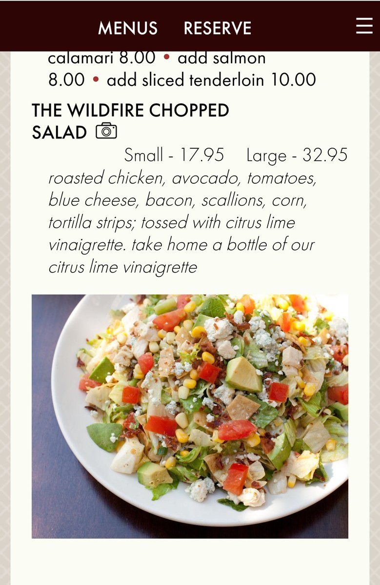 Lisa_Kahle's tweet photo. @WildfireRest @OakbrookCenter LOVE the Wildfire Chopped Salad except when you dont add the chicken! This isn't an inexpensive salad... https://t.co/beGW4Ie1CQ