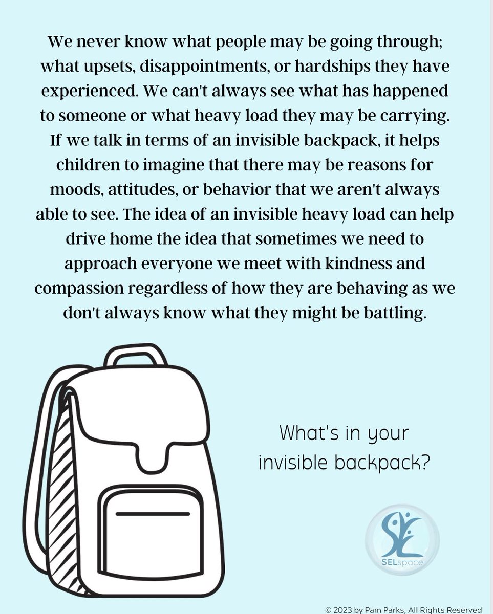 We all carry various things in our invisible backpacks. We aren’t always aware of some of the things people are managing in their lives or battling. 

Check out our brand new jam packed SEL companion unit to Jory John’s “The Bad Seed”.

70e321.myshopify.com/products/jj-co…