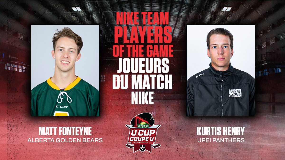 🏒 MHKY: Congratulations to <a href="/GBHKY/">Golden Bears Hockey</a> Matt Fonteyne and <a href="/UPEIMHockey/">UPEI Men's Hockey</a> Kurtis Henry on being named Nike players of the game. 

🏒 HKYM: Félicitations à Matt Fonteyne de Alberta et Kurtis Henry de PEI d'avoir été nommé joueurs du match Nike.