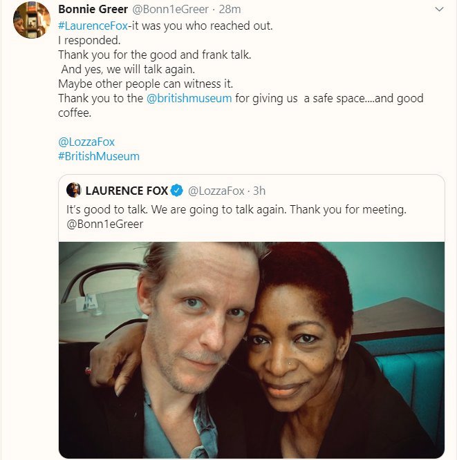 StevenGWalker74's tweet photo. Bonnie Greer has to be one of the most gormless gullible libs on this site.

Left: barracking Jeremy Corbyn because a dodgy documentary tells her to.

Right: hug a posh boy bigot - that worked. https://t.co/Hy9sBHiGcN