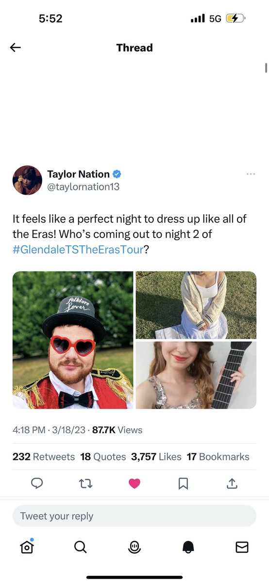 💚Eras Tour “Kyle’s Version” 🖤 (@kylejenks1) on Twitter photo I am beyond dead rn both instagram and Twitter whatttttttttt <a href="/taylorswift13/">Taylor Swift</a> <a href="/taylornation13/">Taylor Nation</a> if you want to meet me by chance I’m in section 207 row 2 tonight unless <a href="/CapitalOne/">Capital One</a> #TSxCapitalOne wants to upgrade me to floor #GlendaleTSTheErasTour I am beyond dead rn both instagram and Twitter whatttttttttt <a href="/taylorswift13/">Taylor Swift</a> <a href="/taylornation13/">Taylor Nation</a> if you want to meet me by chance I’m in section 207 row 2 tonight unless <a href="/CapitalOne/">Capital One</a> #TSxCapitalOne wants to upgrade me to floor #GlendaleTSTheErasTour