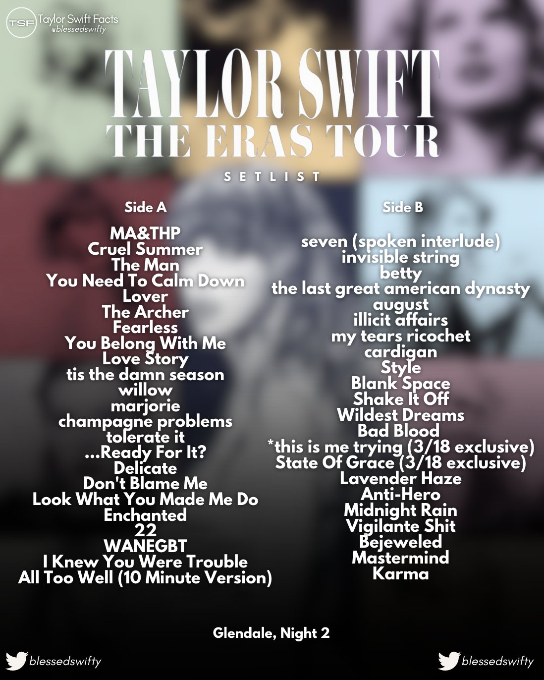Taylor Swift Eras Tour Setlist Night Two