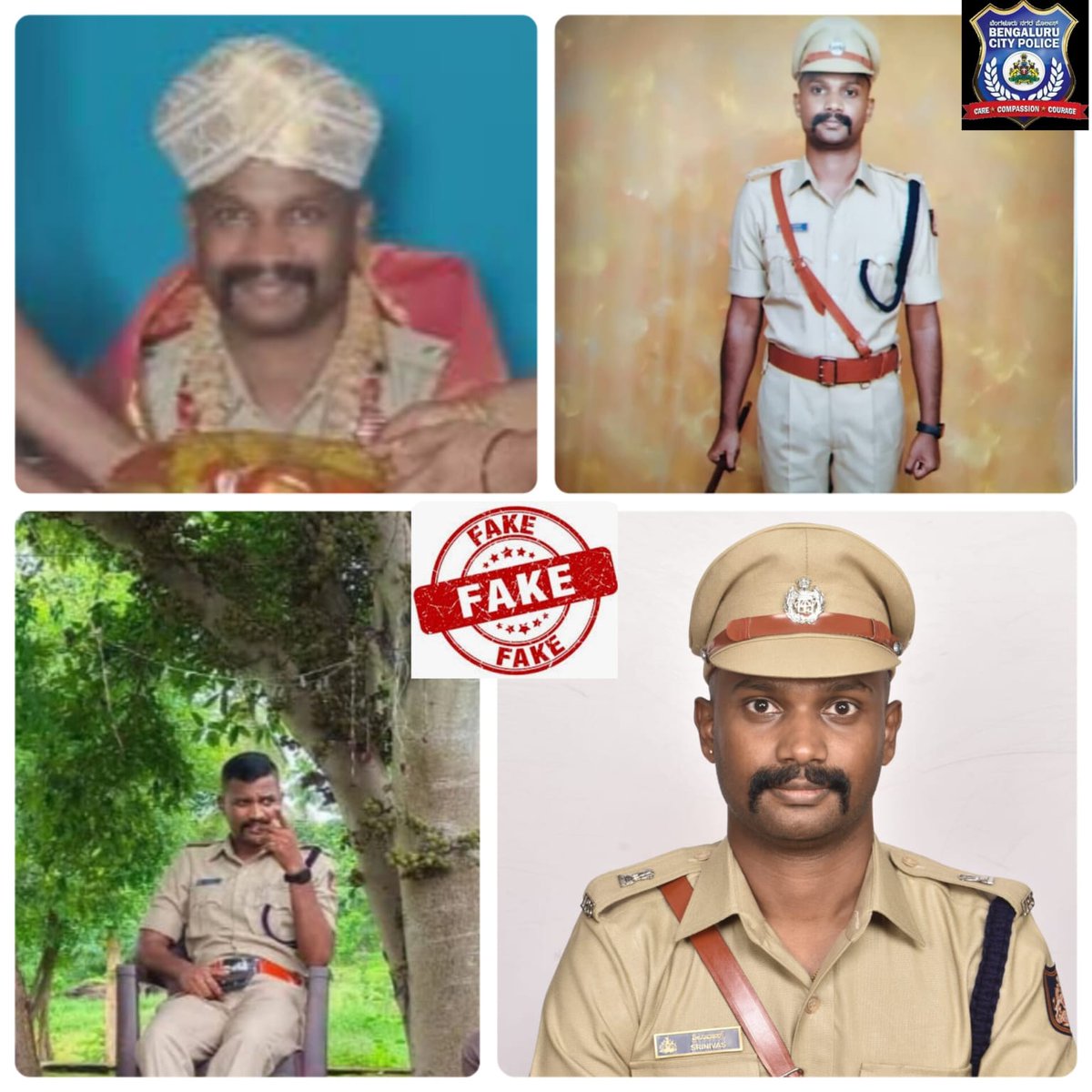 DCPSouthBCP's tweet photo. #Farzi #IPS behind Real Bars. #Arrested

Srinivas cheated people by pretending as an IPS officer. He used fake office, police car, ID cards, walkie talkies and weapons to cheat many people. Recovered 4 expensive bikes, weapon &amp; cash worth 90 Lakhs. https://t.co/Cbm4ywOu2a