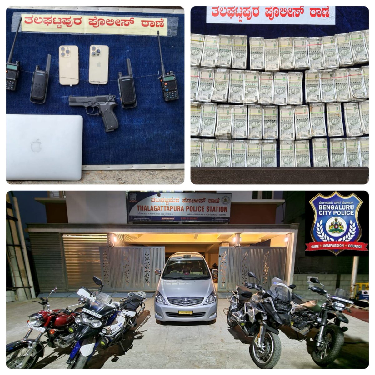 DCPSouthBCP's tweet photo. #Farzi #IPS behind Real Bars. #Arrested

Srinivas cheated people by pretending as an IPS officer. He used fake office, police car, ID cards, walkie talkies and weapons to cheat many people. Recovered 4 expensive bikes, weapon &amp; cash worth 90 Lakhs. https://t.co/Cbm4ywOu2a