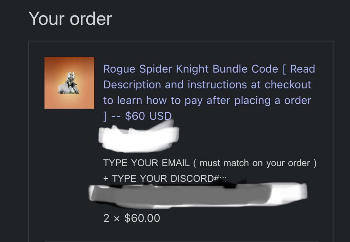FortnitePV2's tweet photo. Just bought 2 Fortnite Rogue Spider Knight Codes. ❤️ + ♻️ if you’d be interested in a giveaway for both codes!

#FortniteMega #FortniteChapter4Season2 https://t.co/Qren4KKEJz