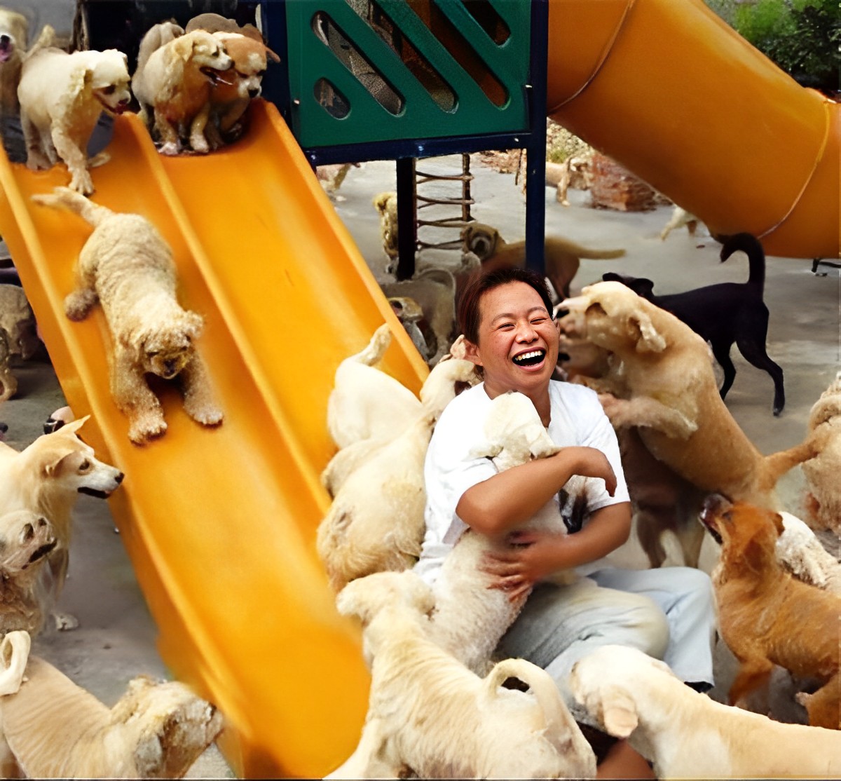 KyaZora's tweet photo. A Chinese animal rescue centre volunteered to pay $8000 and bought a truck load of dogs that were already loaded inside en route to the slaughterhouse. The dogs were rescued from butchery in a stand off between animal rights activists and dog meat sellers in central China. Such rescues have been taking place with some regularity. There needs to be a shift in human consciouness when it comes to the consumption of sentient beings.