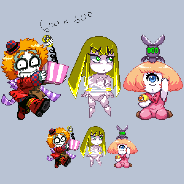 「ドット絵は600*600とかにすると綺麗にアップできるんだな。絵自体は2倍にする」|にじゅーまる＠創作のイラスト