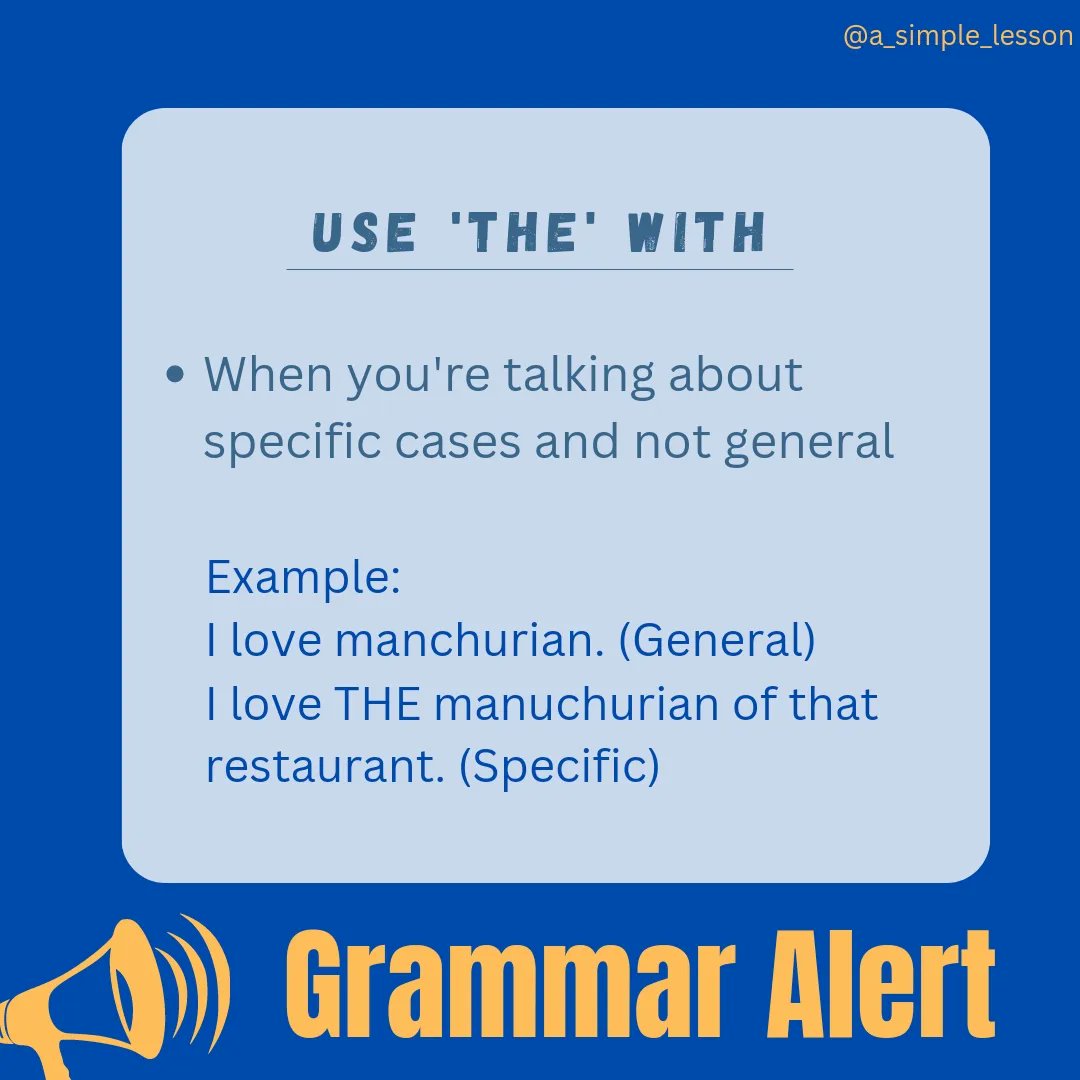 aSimpleLesson's tweet photo. When should we use THE? 👇

#simplelesson #LearnEnglish #grammar #Englishbulldog #English #happylearning https://t.co/rfkfcWz1xw