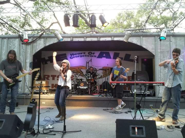 Playing bass with Sightseer (while sporting my <a href="/FurnitureGirls/">Furniture Girls</a> shirt) at SXSW eleven years ago today.
#SXSW