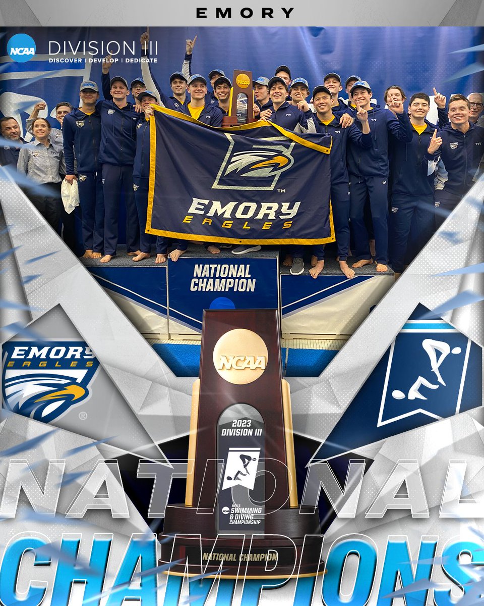 NCAADIII's tweet photo. 🏆 NATIONAL CHAMPIONS 🏆

 @EmoryAthletics is the Men's #D3swim Champions ‼️ https://t.co/ZlZFtGO21A