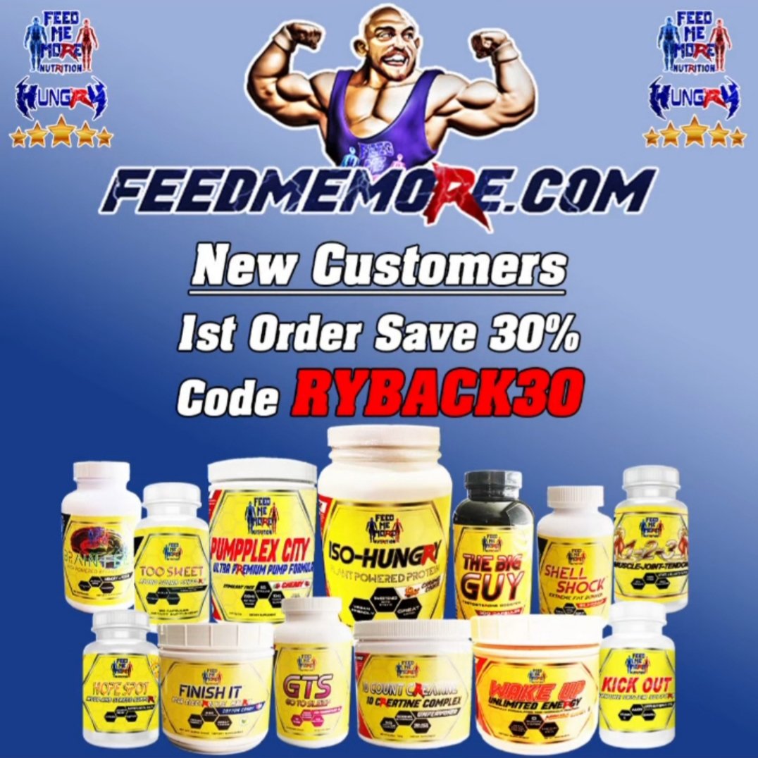 FMMNutrition's tweet image. 🚨NEW CUSTOMERS🚨 
SAVE 30% ON YOUR FEEDMEMORE.COM ORDER WITH CODE RYBACK30

#FeedMeMoreNutrition #Ryback #Hungry