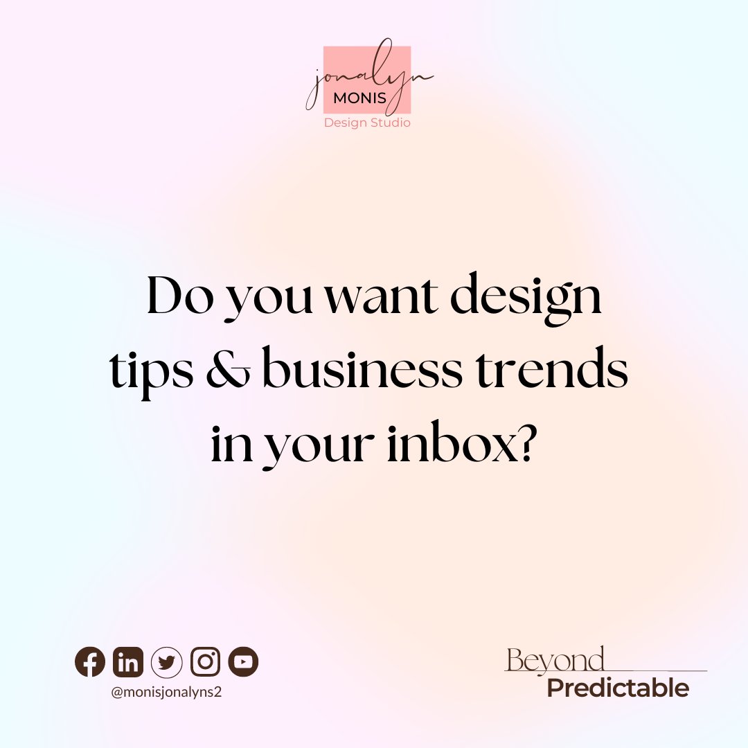 monisjonalyns2's tweet image. Let's work together to produce caring, relevant, and goal-oriented designs for your company's branding today!
Simply browse our page at Jonalyn Monis Design Studio to find the ideal fit for your project.
Send me a message. 🤝
FB: facebook.com/monisjonalyns2
#DigitalJobsPH
#DICT