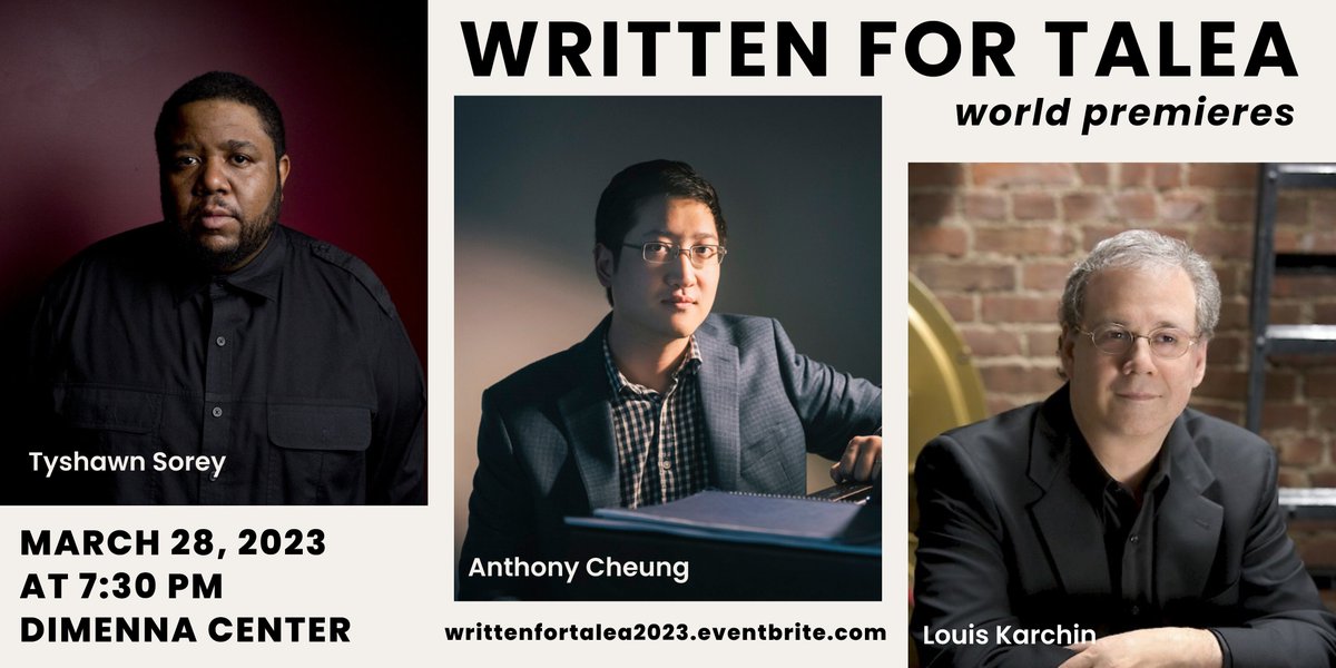 Join us for premieres by <a href="/ascheung/">Anthony Cheung</a> commissioned by <a href="/CMA_Tweets/">Chamber Music America</a>, as well as #tyshawnsorey and #louiskarchin commissioned by the Fromm Foundation on March 28th!