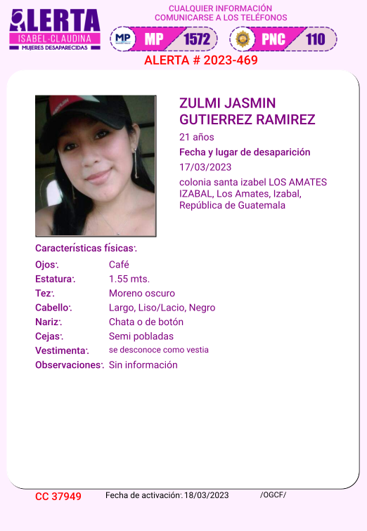 isabel_claudina's tweet photo. #AlertaIsabelClaudina
🚨 Ayúdenos a encontrar
ZULMI JASMIN GUTIERREZ RAMIREZ   
Desapareció  el 17 de marzo de 2023
Cualquier información comunicarse al teléfono 📞 1572
Gracias por difundir esta información❗ https://t.co/jZV9LAiWOq