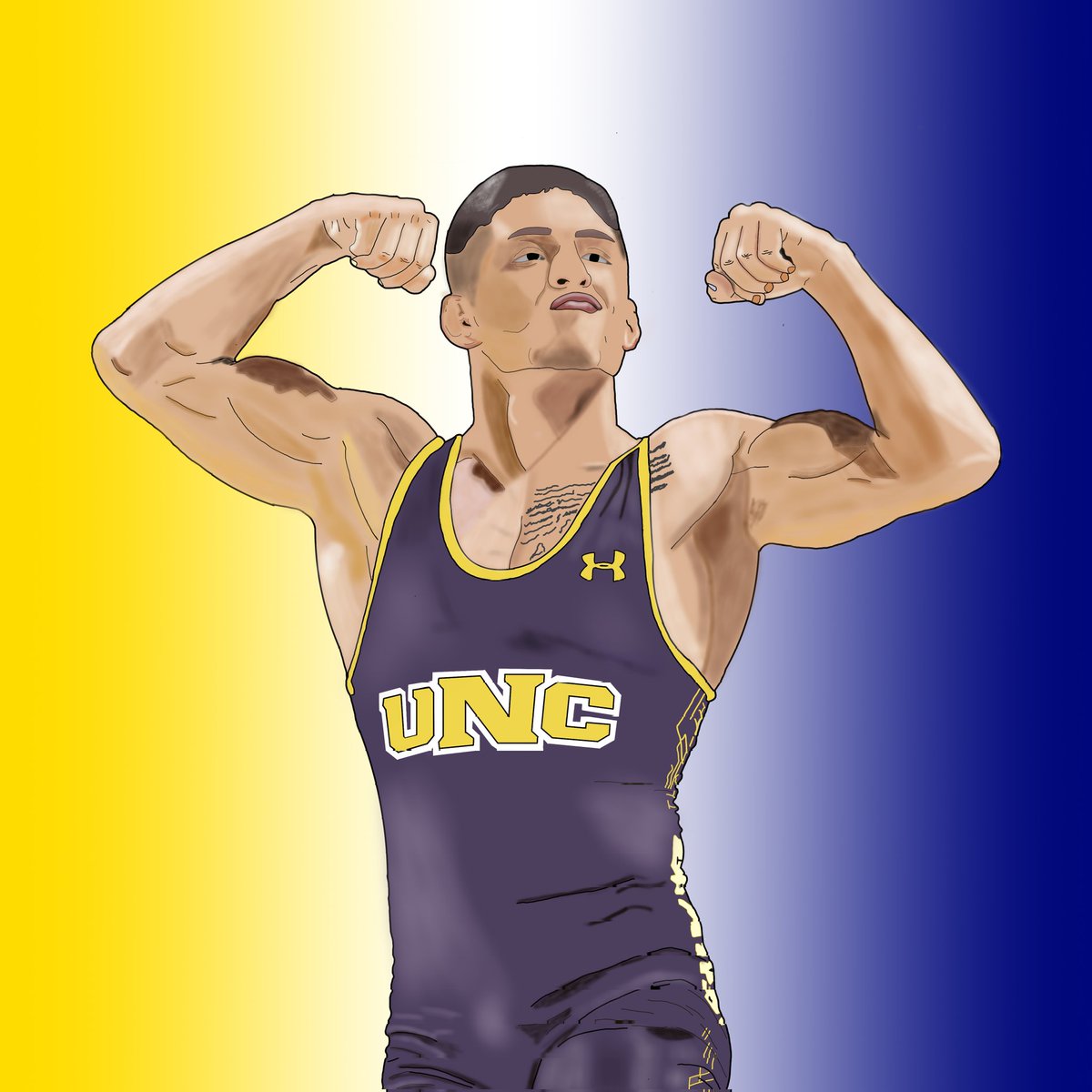 Headlock_gonzo's tweet photo. Andrew "Boo" Alirez @andrewalirez970 the #141lb @NCAAWrestling #CHAMPION. Drew this for him and felt like the right time to bring it out again. Congrats Boo! @UNCBearsWrestle #greeley https://t.co/HTzznkWwGw