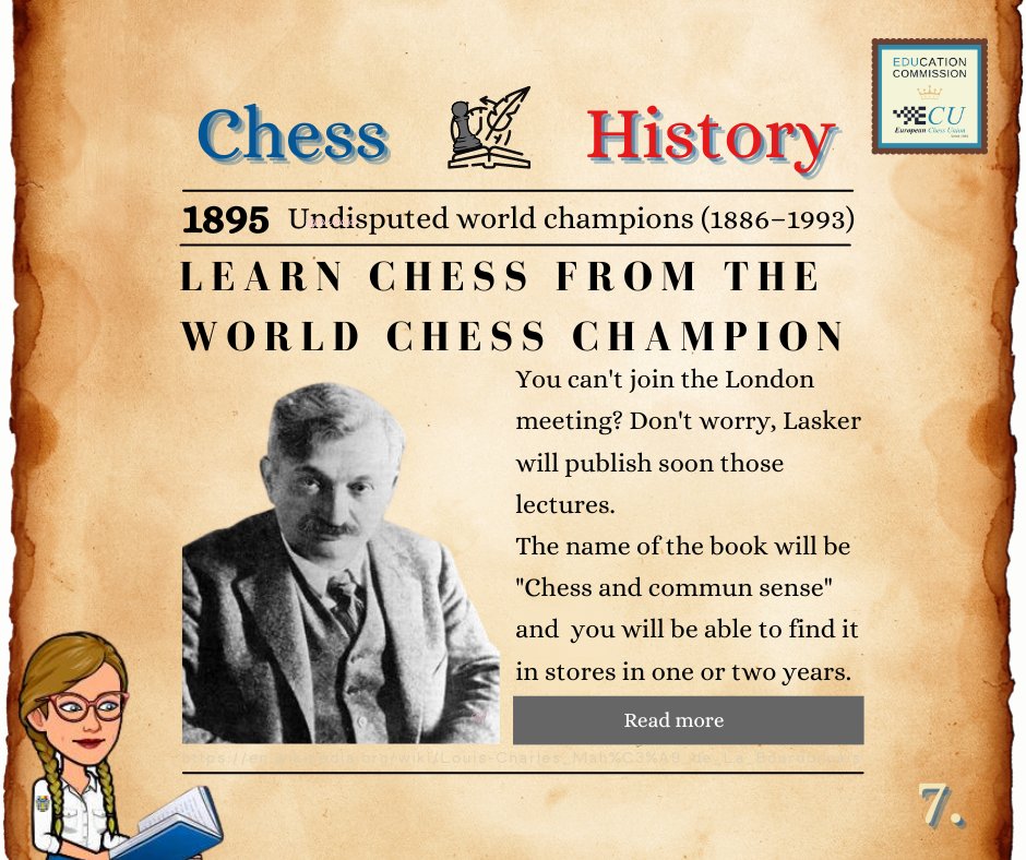 #ChessHistory

Read more about Emanuel Lasker:
en.m.wikipedia.org/wiki/Emanuel_L…

#ECUeducational #ecuedu #ecuteachers