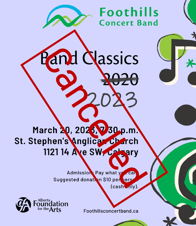 FoothillsCBand's tweet photo. We are sad to announce that we are canceling our ‘Band Classics’ concert due to COVID-19 https://t.co/kFiWxI0ltY