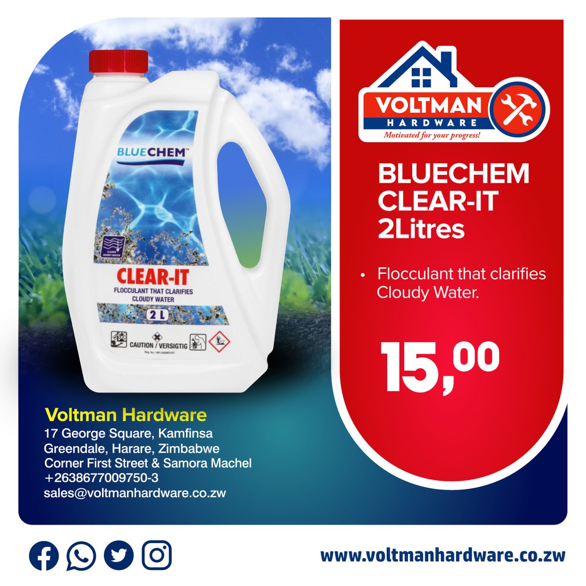 VoltmanHardware's tweet photo. Get the ultimate clarifier for your cloudy water swimming pool. All yours for an amazing price at Voltman Hardware. Motivated for your progress!!.
#VoltmanHardware
#DIYGiant
#Hardware https://t.co/1Ni7mBYPR8