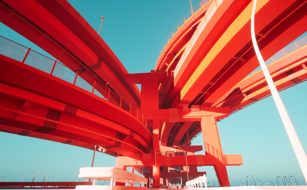 wangtaian's tweet photo. WIP: Japanese freeway junction #ue5 https://t.co/hXt8JmF1Ad