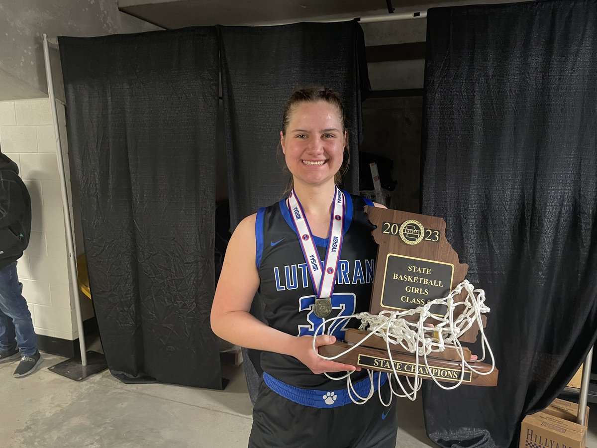 PGHMissouri's tweet photo. 2023 Megan Aulbert of @LHSCougarGBB had 11 PTS, 14 REB and 5 AST in tonight’s state championship game https://t.co/5bKnctAobA