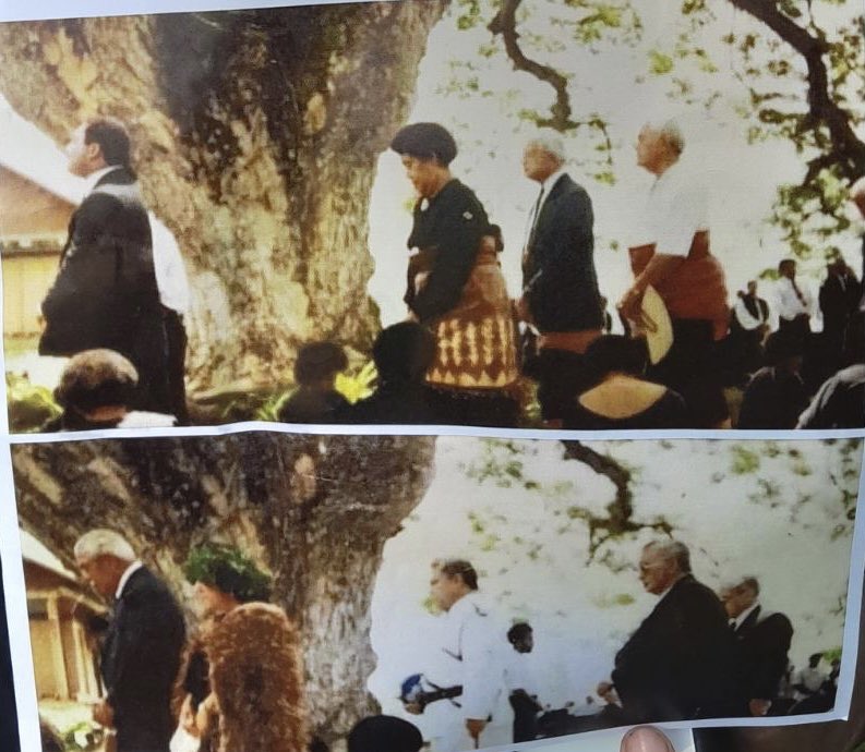 NZ foreign affairs minister <a href="/NanaiaMahuta/">Nanaia Mahuta</a> stands next to the 200 year old tree on Bau island. The same spot where Maori Oueen Tearikinui Dame Atairangika'ahu stood 64 years ago when the then ‘Turaga na Vunivalu na Tui Kaba’ Ratu George Cakobau was laid to rest.
