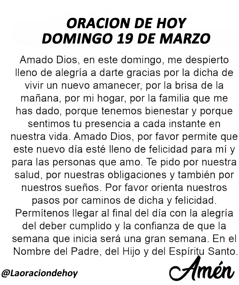 laoraciondehoy's tweet photo. Oración diaria para hoy domingo 19 de marzo de 2023. https://t.co/sbvoEq9jPH