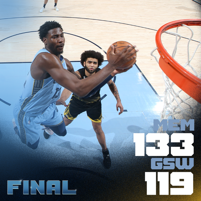 Cosmos_Que30's tweet photo. The #MemphisGrizzlies used a fourth-quarter push to defeat the #GoldenStateWarriors with a 133-119 victory 💪🏆

Double the fun and action😍Try #sportsbetting here 💸👉https://t.co/b7FLskqOpn

#NBA #BigMemphis #sportsbet #Grizzlies #GrindCity #web3casino #cryptocasino #metamask https://t.co/USwIexBGeW