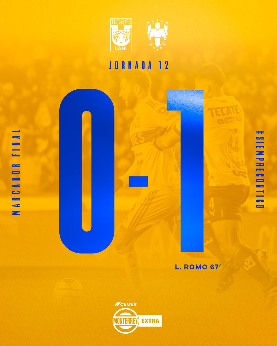 Termina el encuentro.

Marcador <a href="/CEMEXMx/">Cemex México</a>.

#SiempreContigo 👊 #EstoEsTigres 🐯